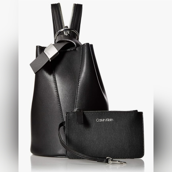NWOT Calvin Klein Black Backpack Sleek Minimalist Design - Picture 1 of 9